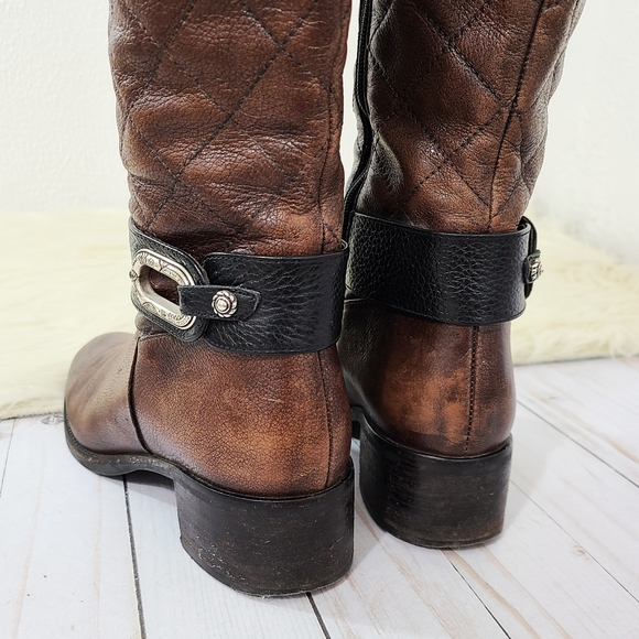 SOLD Brighton Jake riding boots quilted brown black 7.5 - Picture 6 of 9